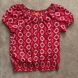 Joe Fresh Vibrant Red and White Blouse